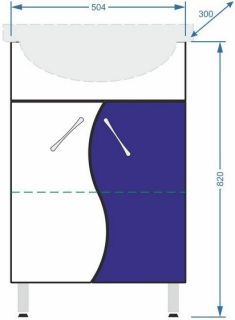 Тумба под раковину Stella Polar Колор-1 55см синий SP-00000195